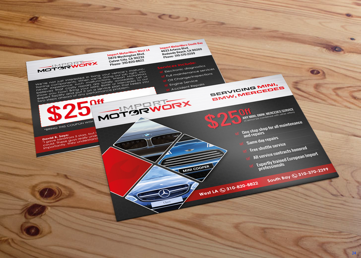 Postcard Design by uniquedesign10 for Import MotorWorx | Design #13647074