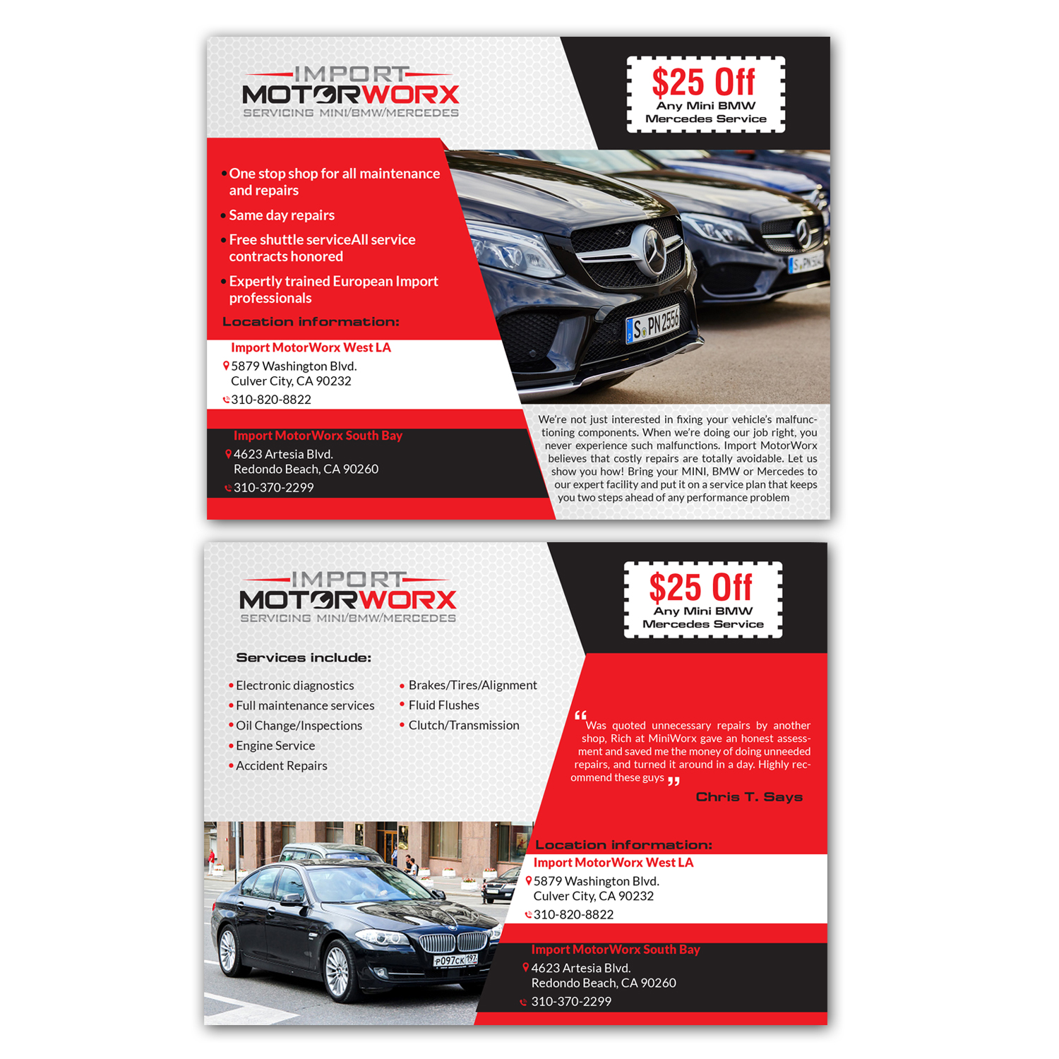 Postcard Design by creative.bugs for Import MotorWorx | Design #13651311