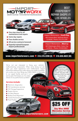 Postcard Design by meet007 for Import MotorWorx | Design: #13733643