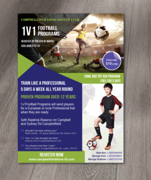 Design de Flyer par alex989 pour 1v1 Football programs Pty Ltd | Design : #13650988