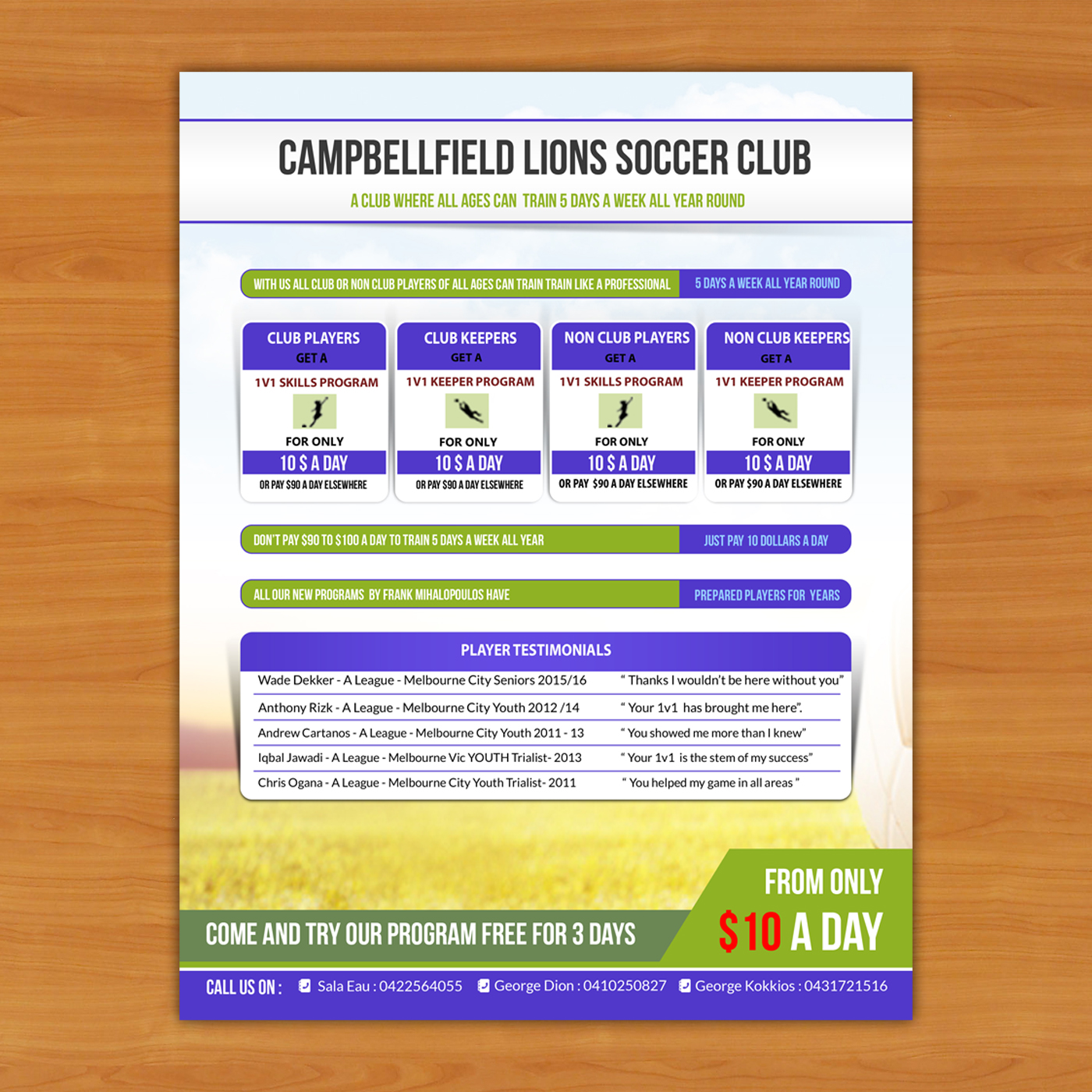 Diseño de Flyer por debdesign para 1v1 Football programs Pty Ltd | Diseño #13651889