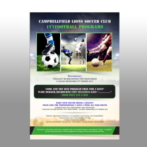 Design de Flyer par debdesign pour 1v1 Football programs Pty Ltd | Design : #13652313
