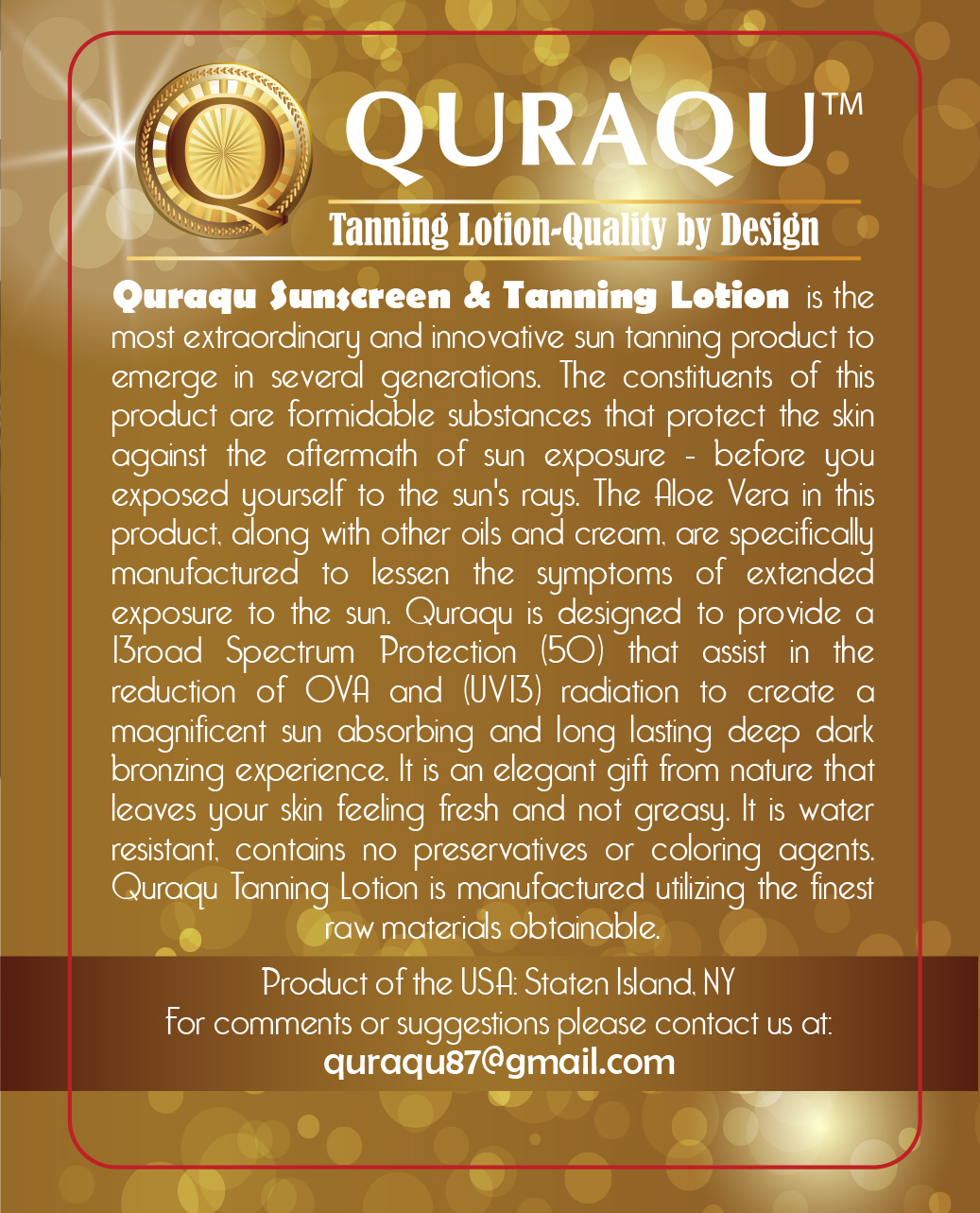 Diseño de Photoshop por Riaz786 para QURAQU SUNTAN LOTION AND SUNSCREEN  | Diseño #13700299