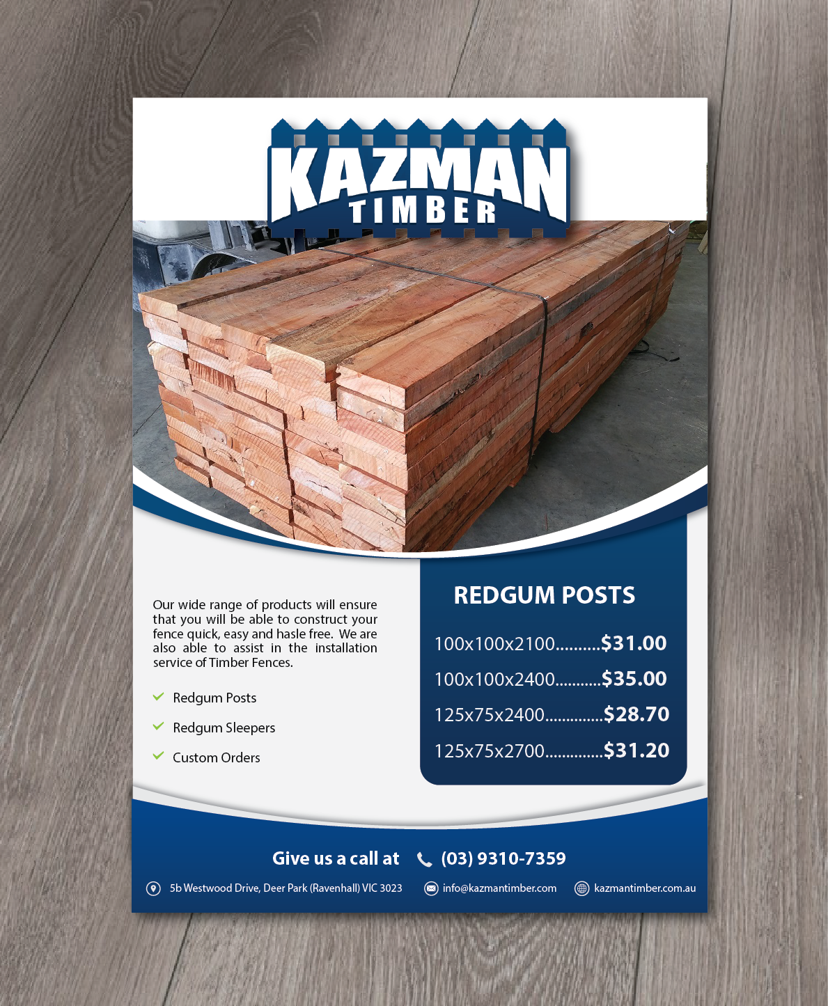 Diseño de Flyer por alex989 para Kazman Timber | Diseño #13684104