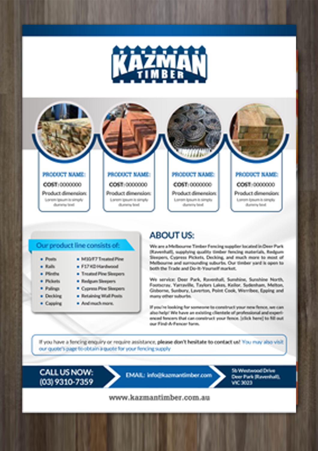 Flyer Design by debdesign for Kazman Timber | Design #13665556
