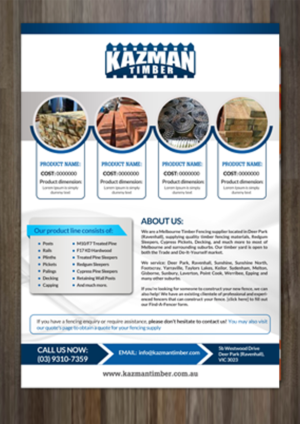 Flyer Design by debdesign for Kazman Timber | Design: #13665556