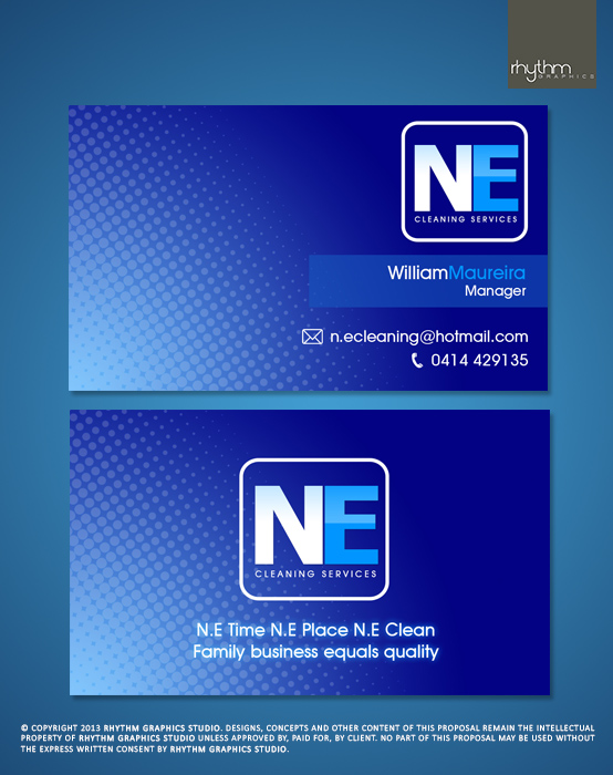 Business Card Design by RhythmGraphics for N.E cleaning services | Design #2485609