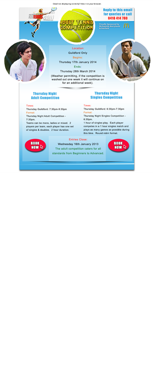 Email Template For Tennis School (PSD only) | Newsletter-Design von Adylhere