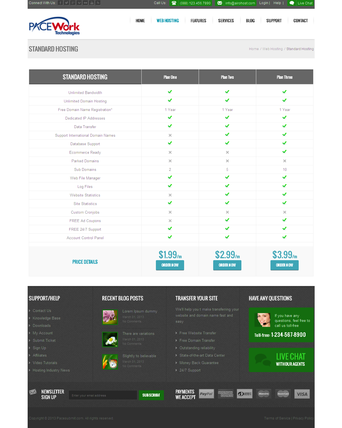 Web Design by Chaitanya S. for Pace Work Technologies Web Hosting Inc. | Design #2499910