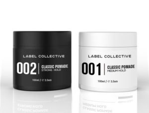 minimalist/edgy label for men's grooming brand