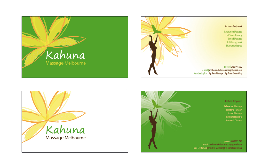 Visitenkarten-Design von PixelPilot für Melbourne Kahuna Massage | Design #2491999