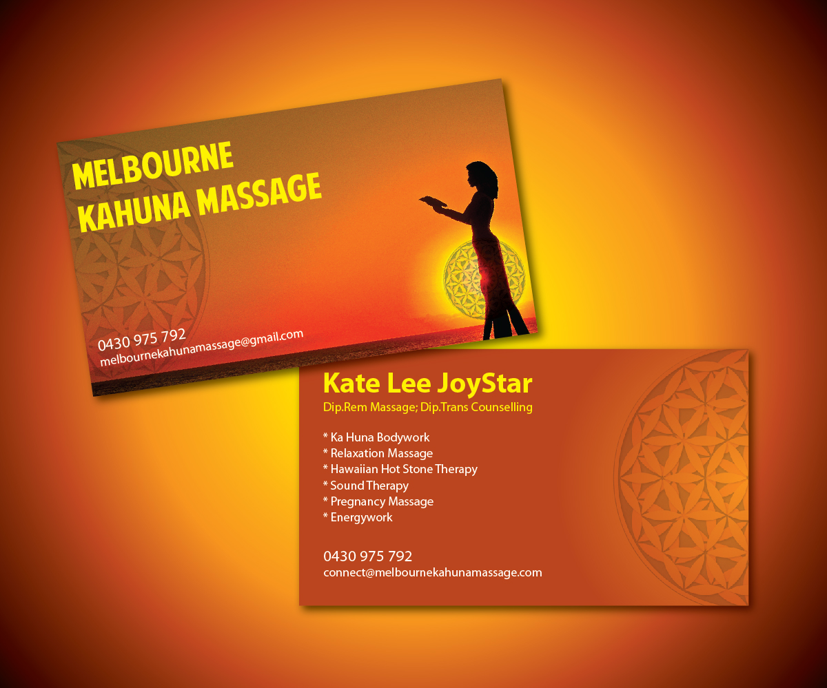 Business Card Design by joliau for Melbourne Kahuna Massage | Design #2495399
