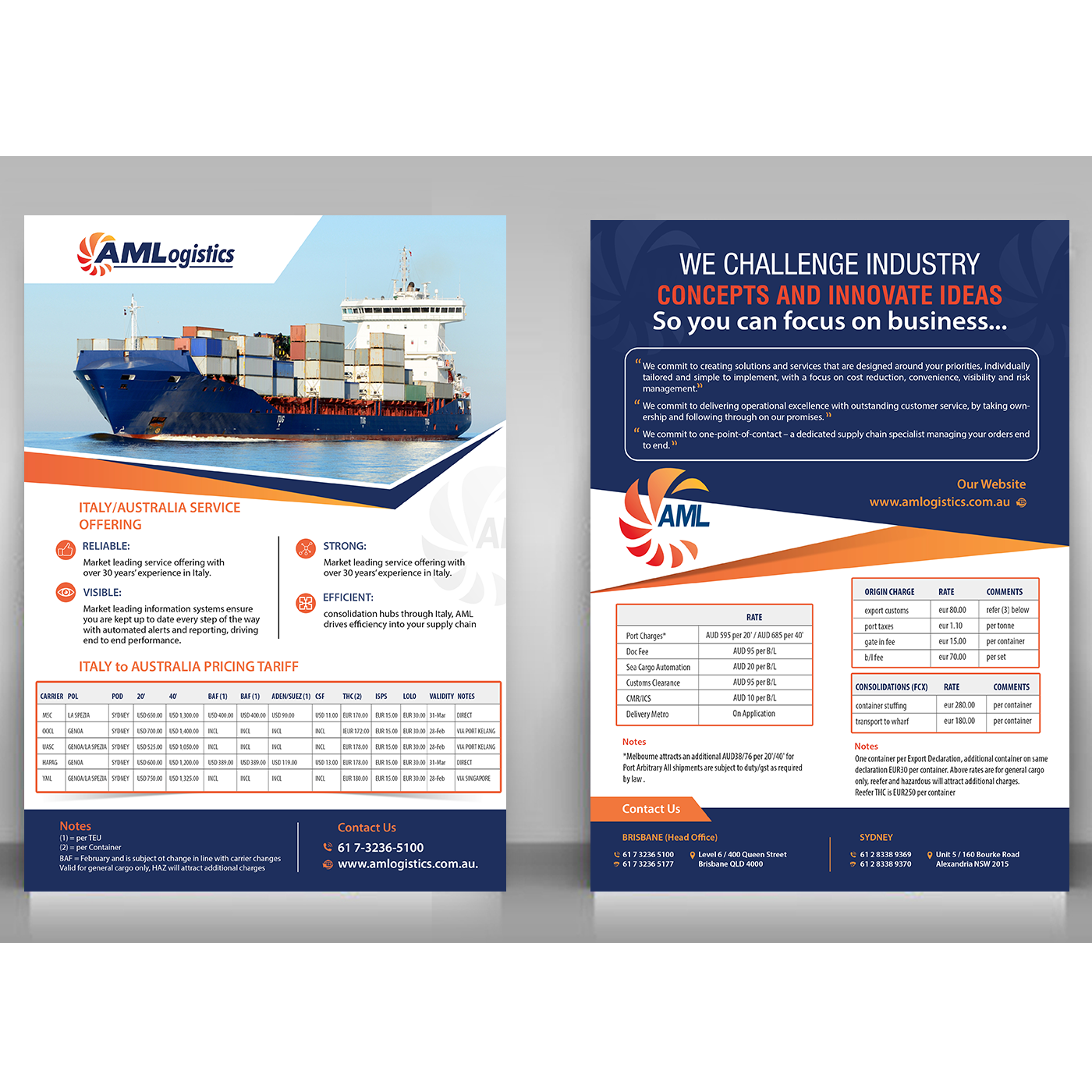 Diseño de Flyer por creative.bugs para AM Logistics | Diseño #13746635