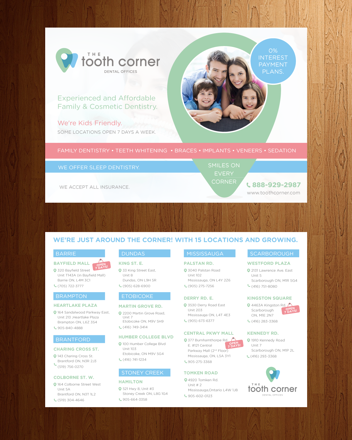 modern feminine dental flyer design for the tooth corner by flyer mall canada