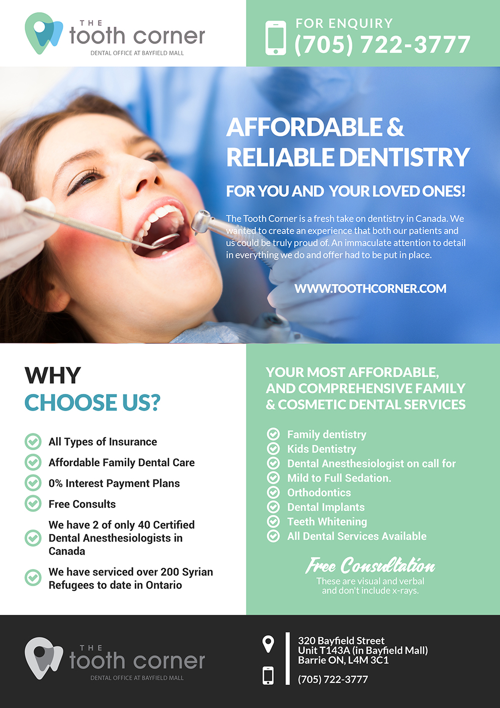 modern feminine dental flyer design for the tooth corner by vega flyer mall canada