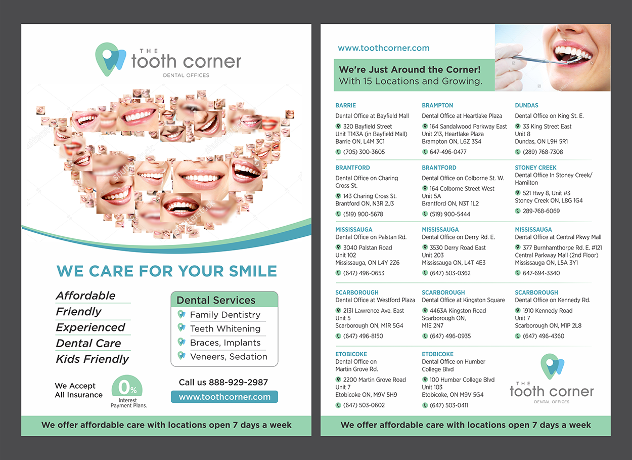 modern feminine flyer design for the tooth corner by jeetu87 flyer mall canada