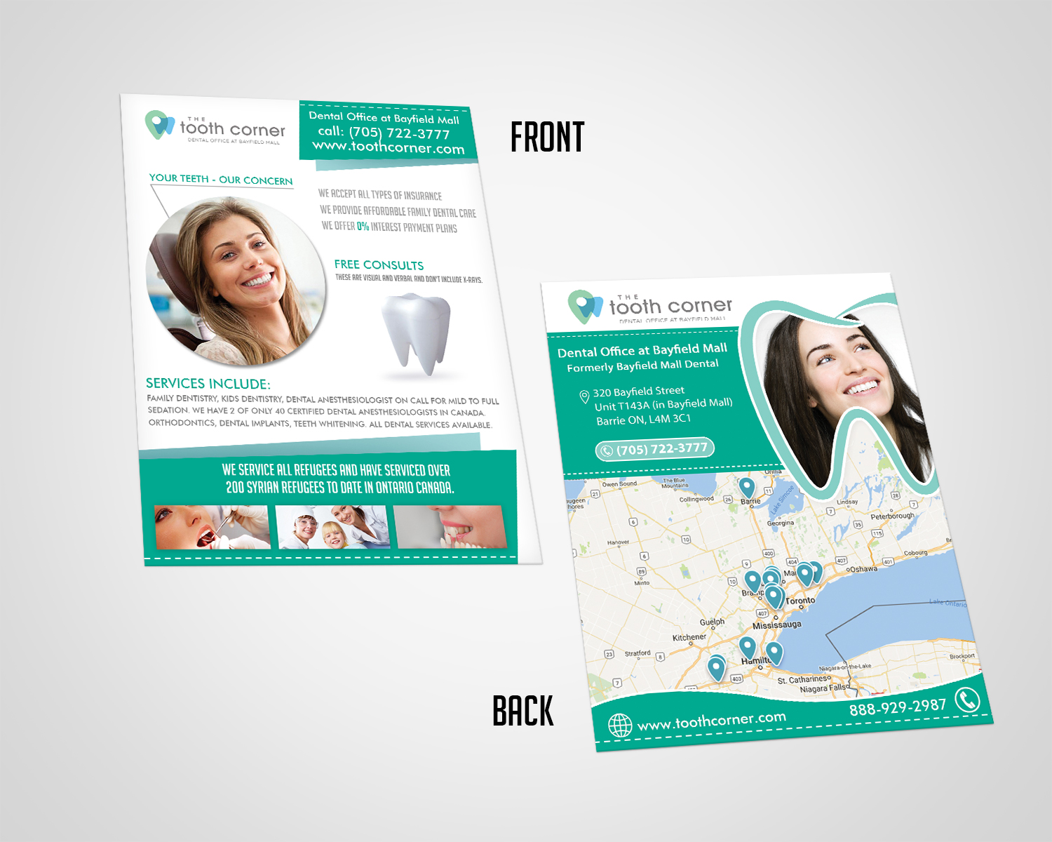 modern feminine dental flyer design for the tooth corner by lesaba flyer mall canada