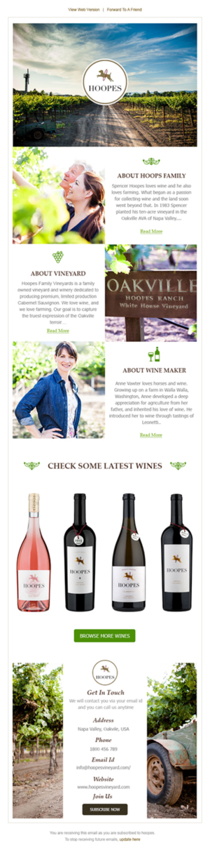 Newsletter Design by Expert Designer for Hoopes Vineyard  | Design: #14292586