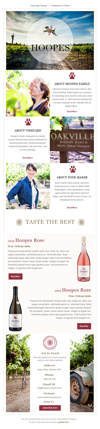 Newsletter Design by Expert Designer for Hoopes Vineyard  | Design #14759460