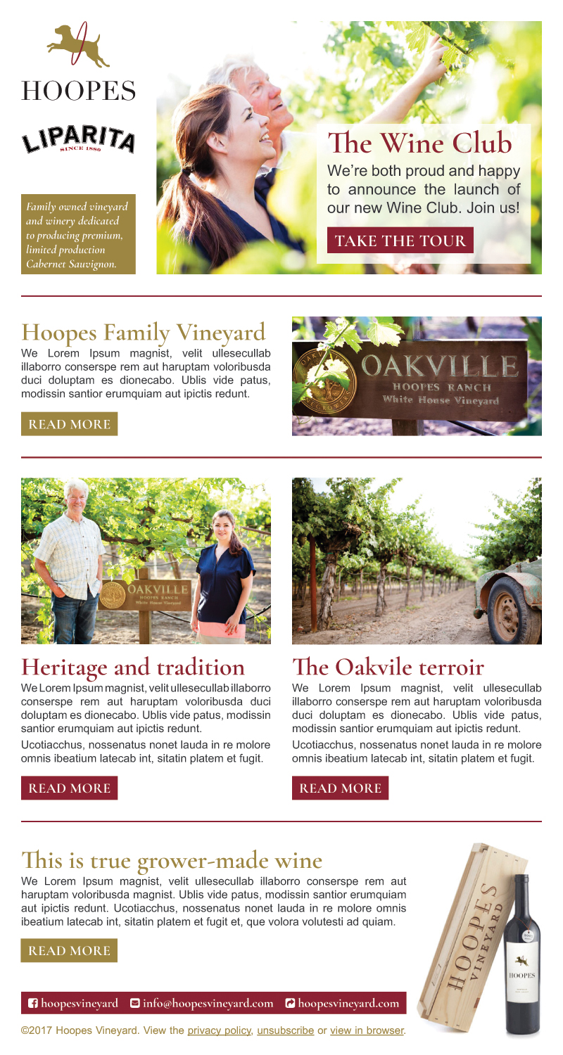 Diseño de Newsletter por Ekanite para Hoopes Vineyard  | Diseño #14149004
