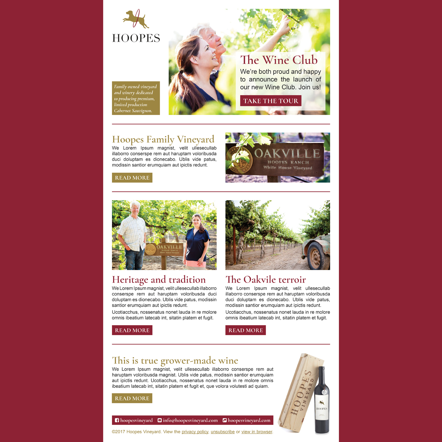 Newsletter Design by Ekanite for Hoopes Vineyard  | Design #14161540