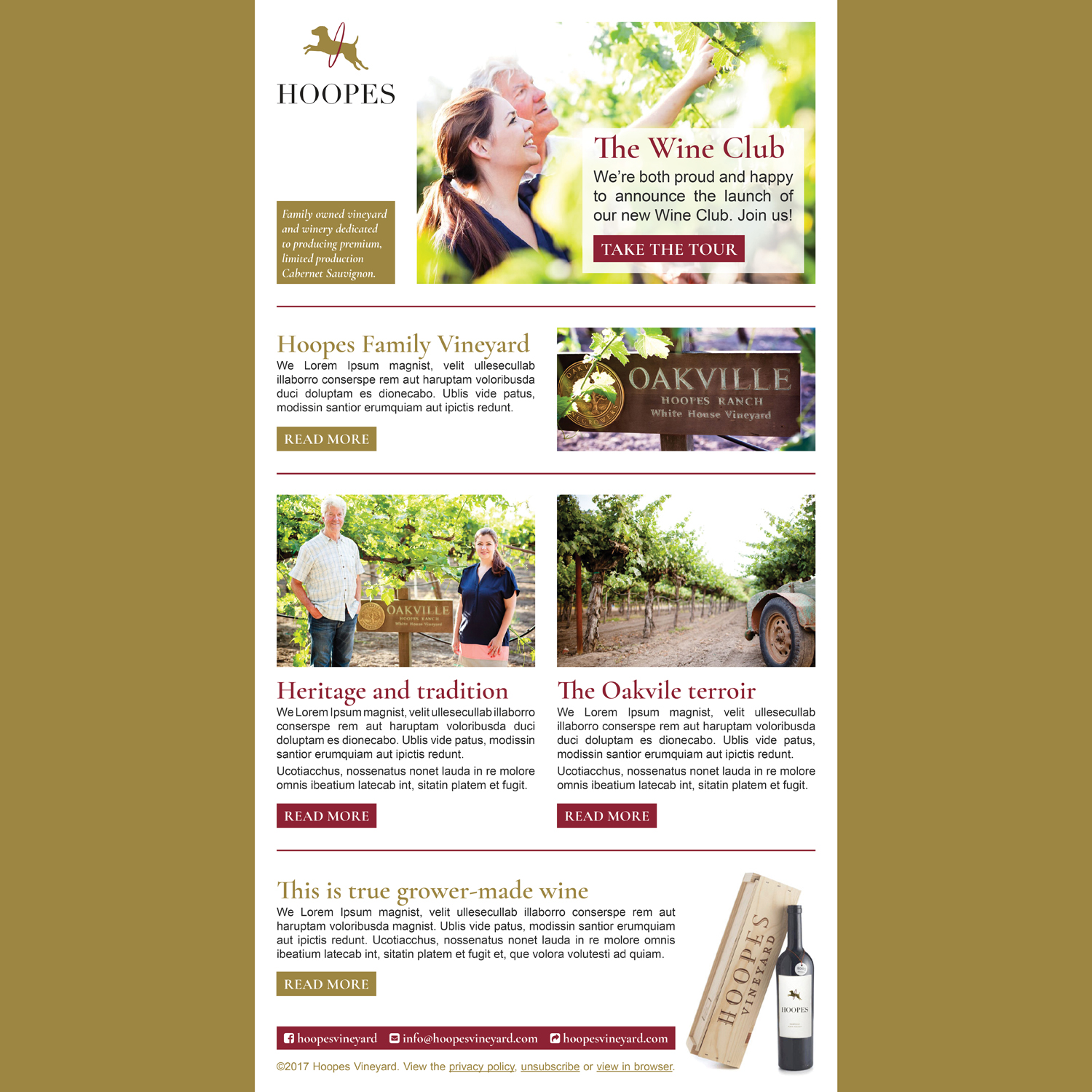 Diseño de Newsletter por Ekanite para Hoopes Vineyard  | Diseño #14161542