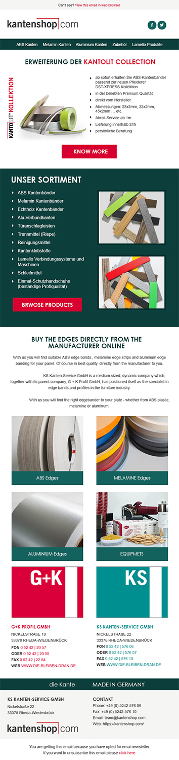 Email Marketing Design by Expert Designer for KS Kanten Service GmbH | Design #14105307