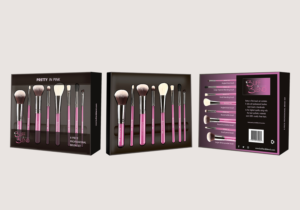 Modern Cosmetic brushes packaging box for release into retail oulets.