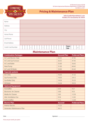Menu Design by Impressive Solutions for comfort specialists llc | Design: #13808076