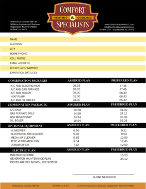 Menu Design by PONIES AND ALIENS for comfort specialists llc | Design: #13884701