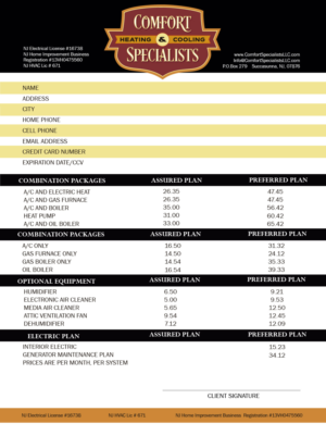 Menu Design by PONIES AND ALIENS for comfort specialists llc | Design: #14151125