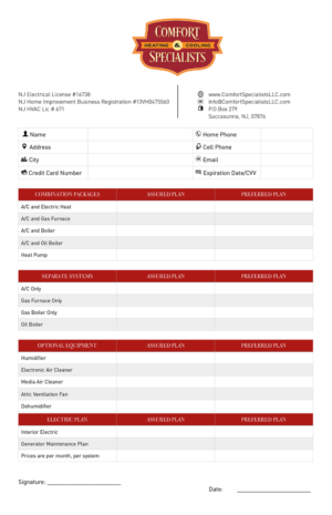 Menu Design by mrmrnjr for comfort specialists llc | Design: #13810447