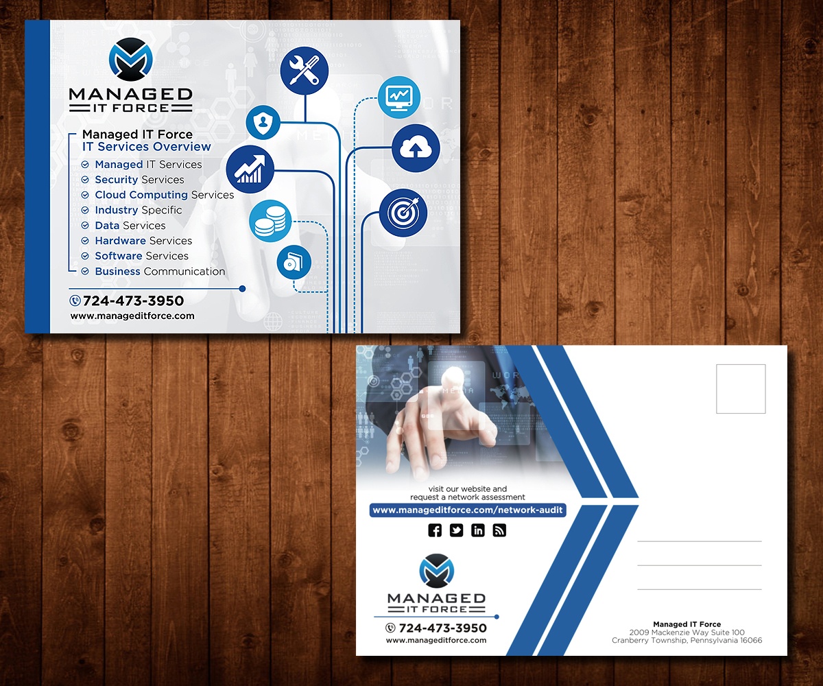 Postcard Design by Designers Hub for Managed IT Force, LLC | Design #13836855