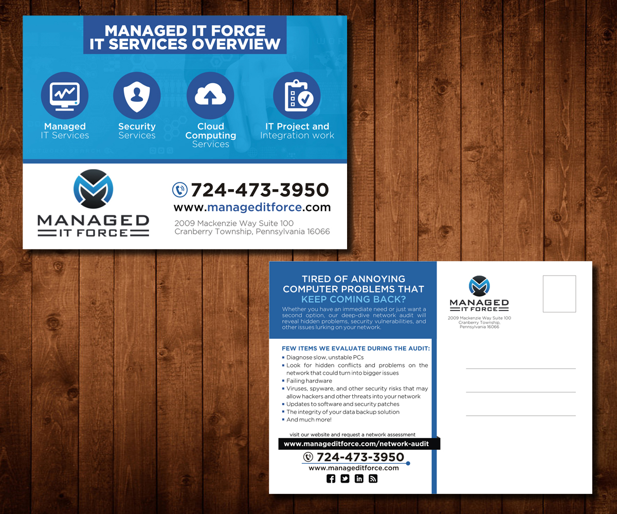 Postcard Design by Designers Hub for Managed IT Force, LLC | Design #13858875