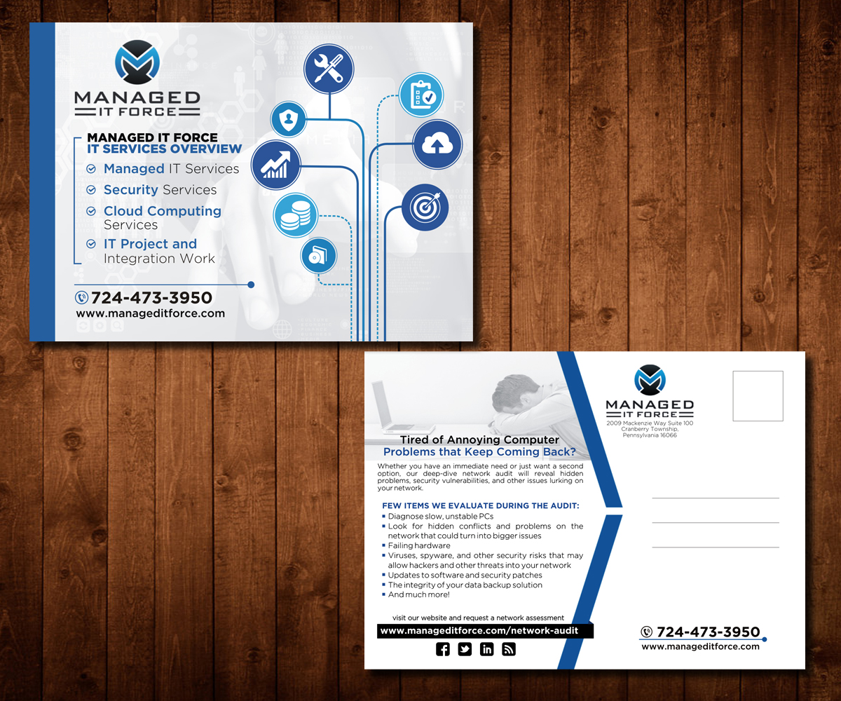 Postcard Design by Designers Hub for Managed IT Force, LLC | Design #13859098