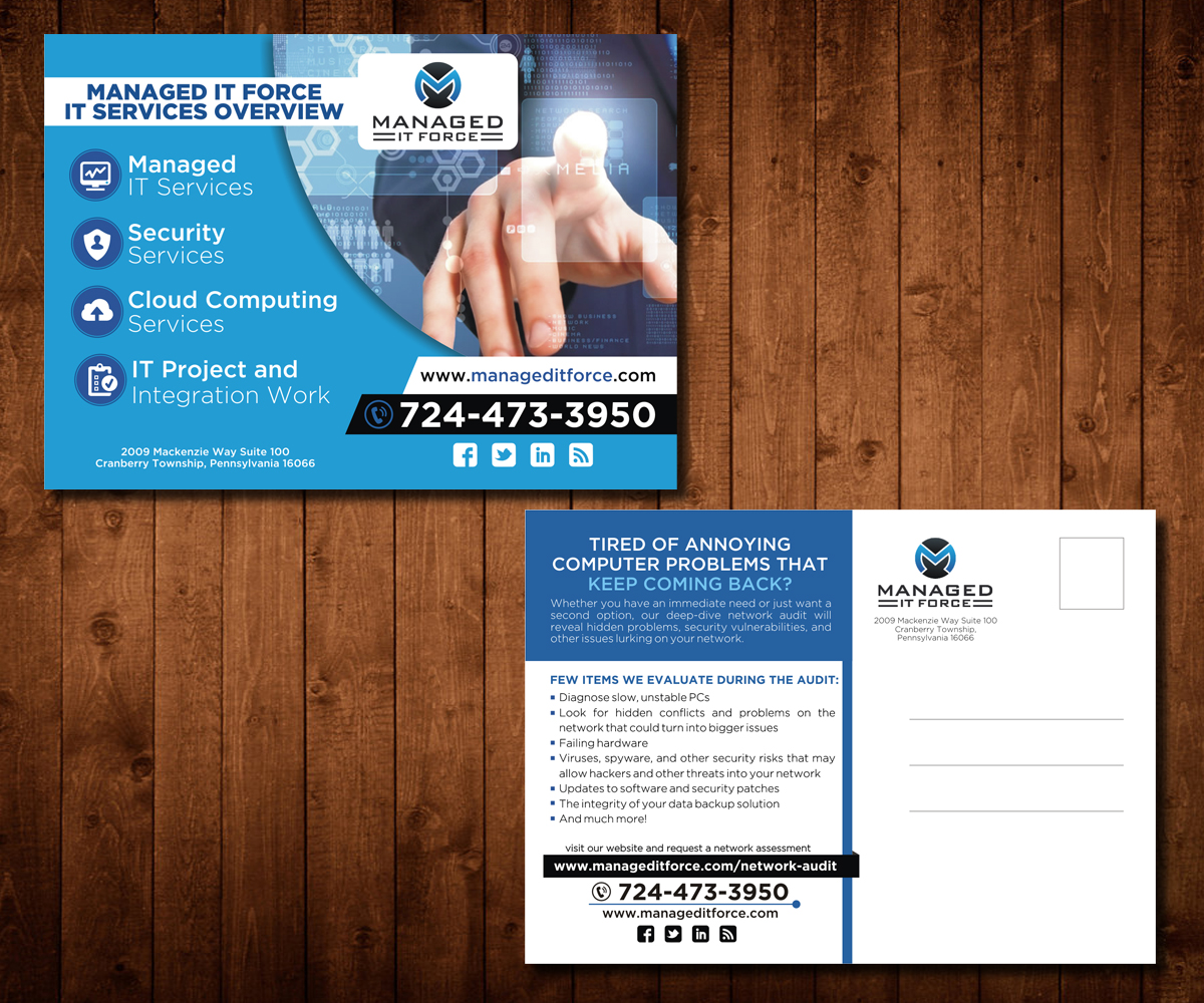 Postcard Design by Designers Hub for Managed IT Force, LLC | Design #13864076