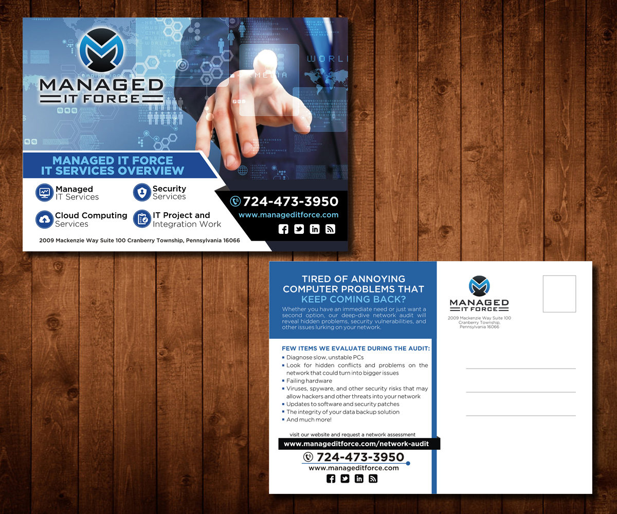 Postcard Design by Designers Hub for Managed IT Force, LLC | Design #13898227