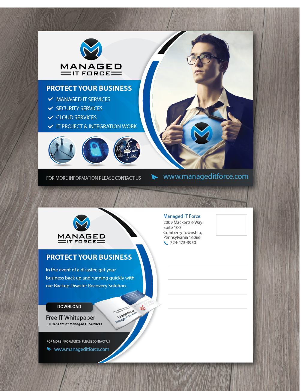 Postcard Design by alex989 for Managed IT Force, LLC | Design #13805949