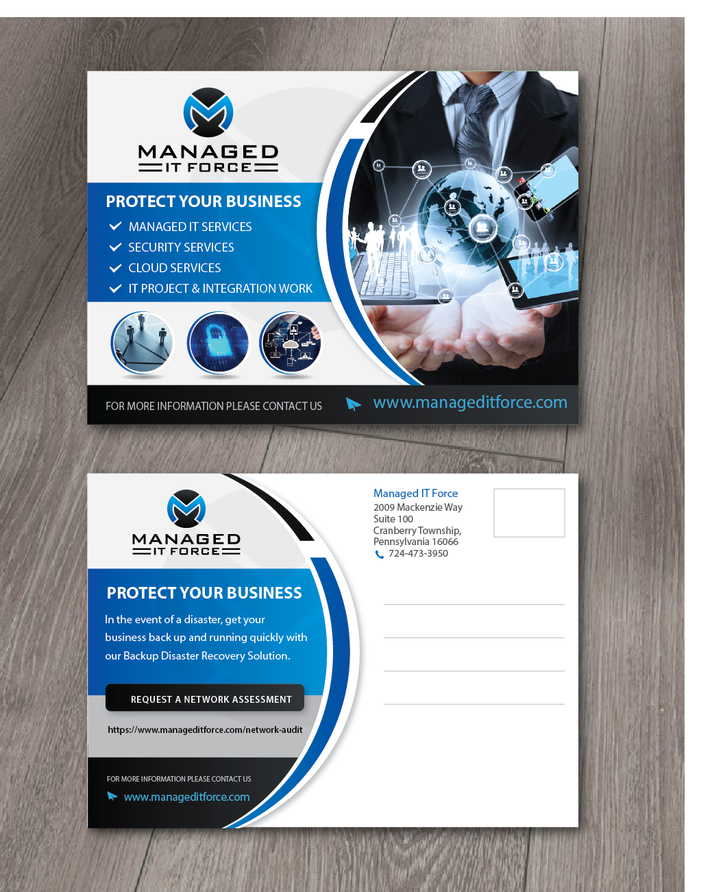 Postcard Design by alex989 for Managed IT Force, LLC | Design #13812451