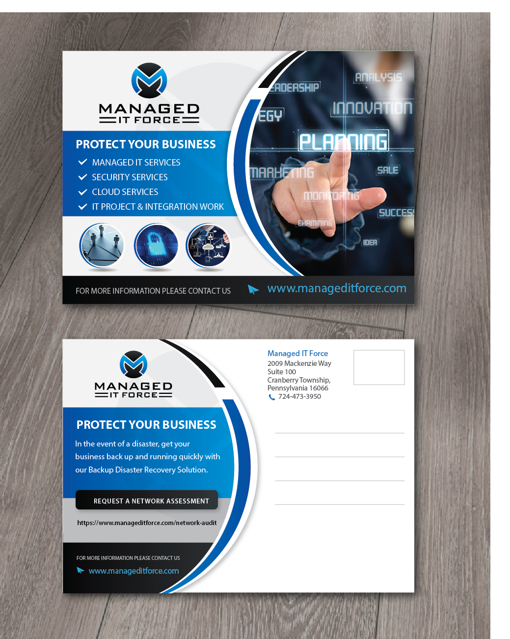 Postcard Design by alex989 for Managed IT Force, LLC | Design #13812452
