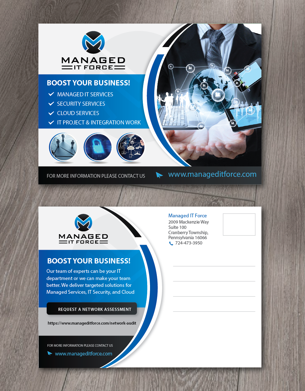 Postcard Design by alex989 for Managed IT Force, LLC | Design: #13879816