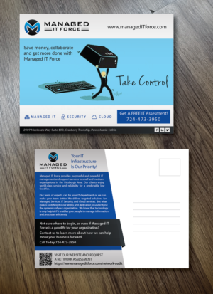 Services Overview Postcard for Managed IT Services Company | Postcard Design by Alexandar