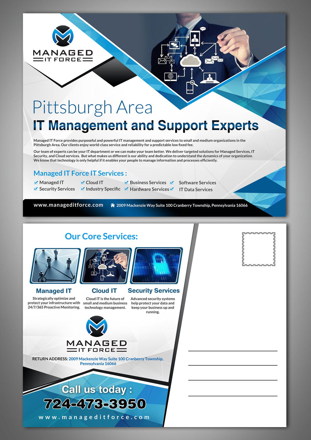 Postcard Design by debdesign for Managed IT Force, LLC | Design #13827240