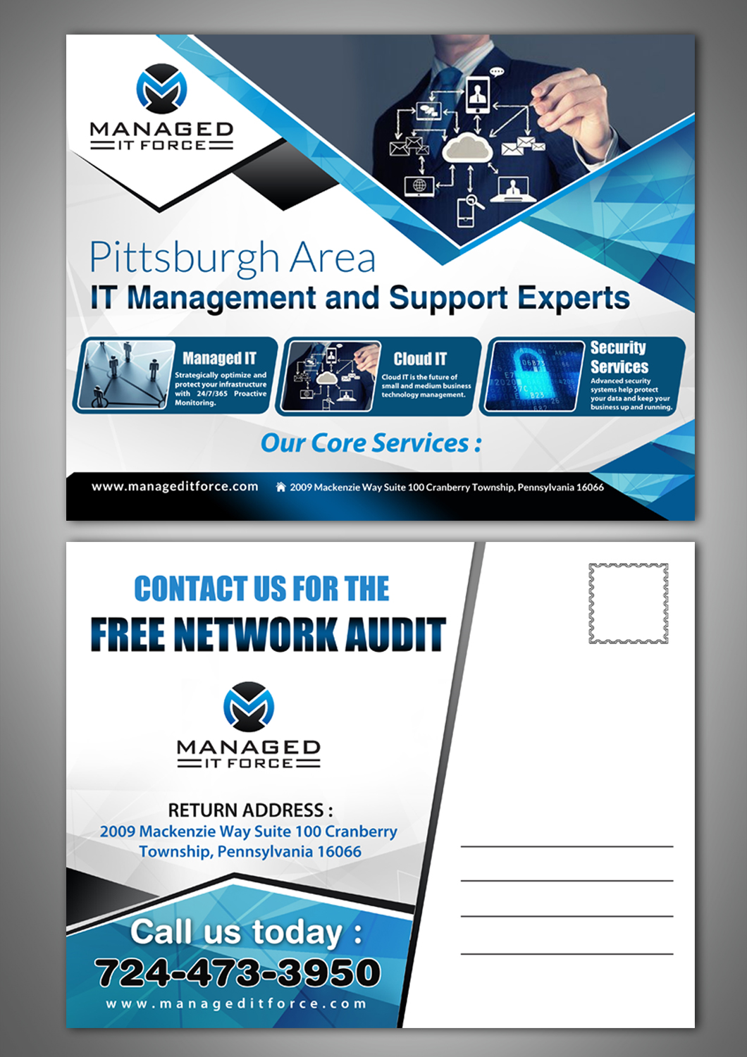 Postcard Design by debdesign for Managed IT Force, LLC | Design #13861145
