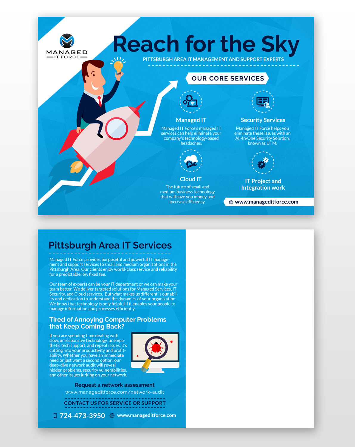 Postcard Design by Kishaloy_D for Managed IT Force, LLC | Design #13812450