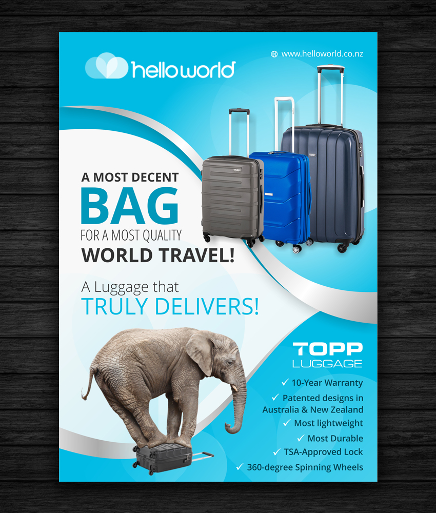 Diseño de Flyer por ecorokerz para Topp Luggage | Diseño #13886890