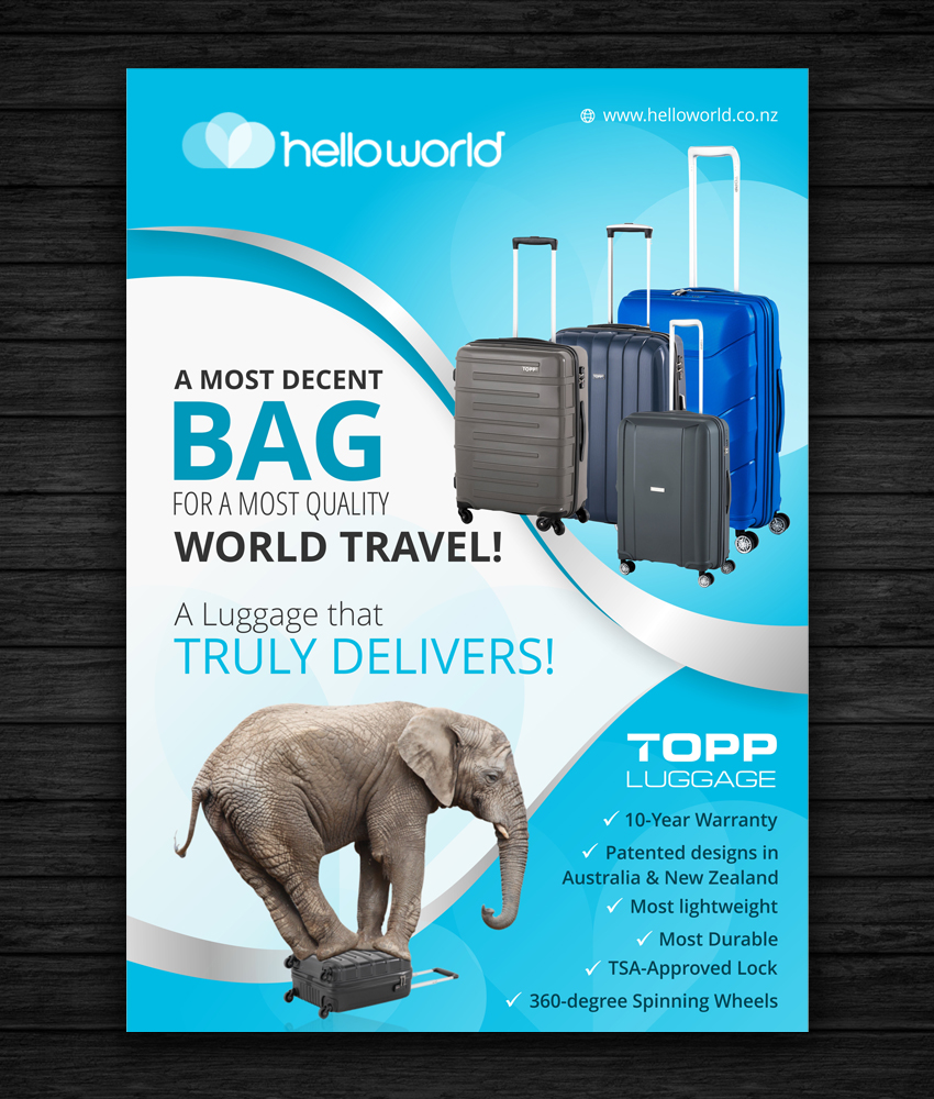 Diseño de Flyer por ecorokerz para Topp Luggage | Diseño #13886892