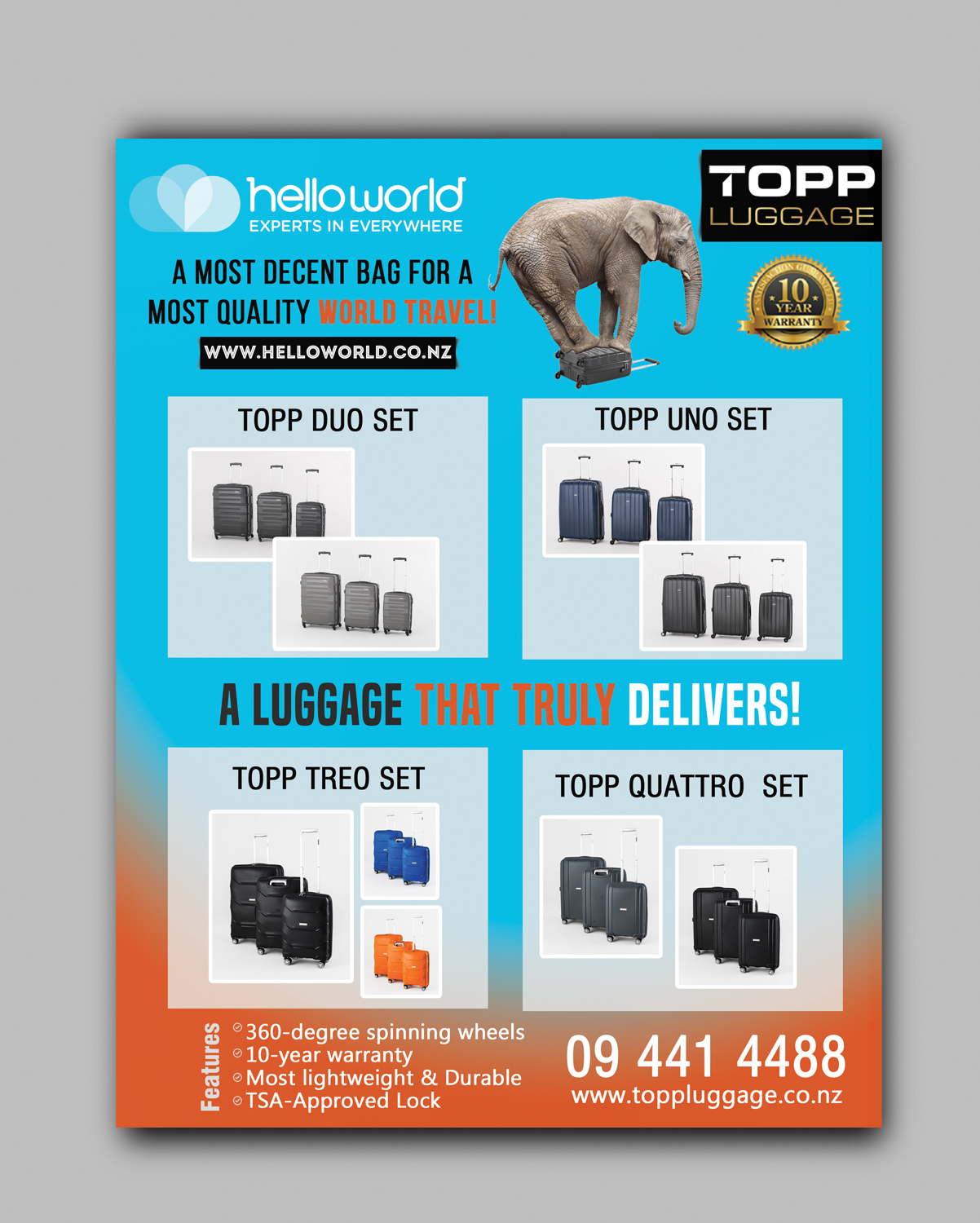 Diseño de Flyer por Kowzi para Topp Luggage | Diseño #13840843