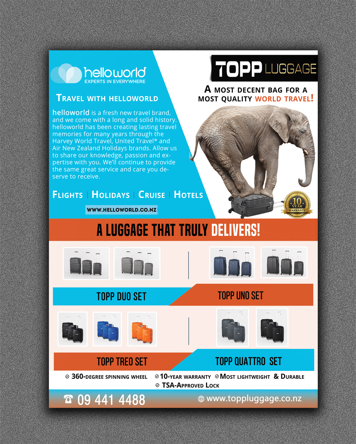 Flyer Design by Kowzi for Topp Luggage | Design #13842856