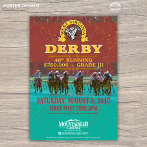 Mountaineer Casino poster and artwork for the 48th West Virginia Derby | Poster Design by Katyas Art and Design